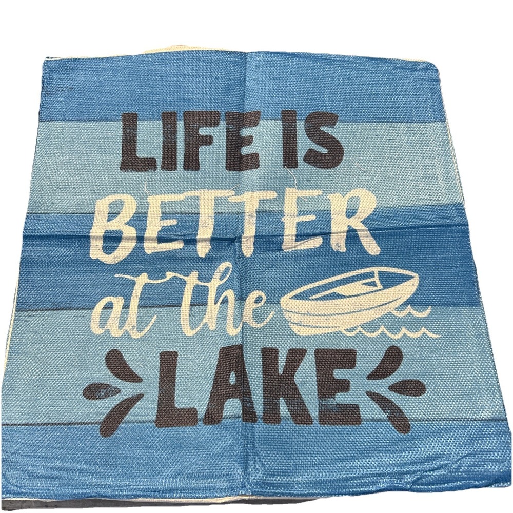 Throw Pillow Zipper Cover Lake Life  Indoor Or Outdoor 16 X 16   Set Of 2